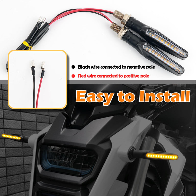 4PCS Motorcycle Turn Signals LED,Ultra-Bright 12 LED Front & Rear Motorcycle Blinkers with Sequential Flow Mode,Upgraded 12V Motorcycles Indicator Lights Motorcycles Parts