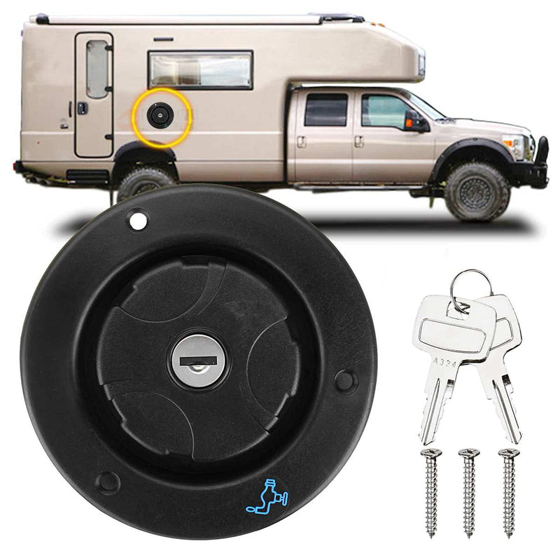 Water Inlet, Leakproof Black Water Filler RV Water Filling Resistant Lockable Water Filling Port with 2 Keys for Motorhome for RV