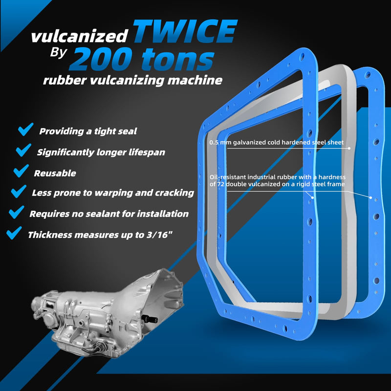 Transmission Oil Pan Gasket Fit for GM Turbo 350, Compatible with Moroso 93102. Upgraded with Steel Shim Inside, Made of High Durometer Vulcanized Rubber, Thicker, Better Sealing, More Durable