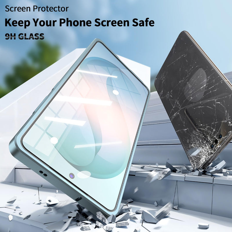 Metal Bumper Case for Samsung Galaxy S26 Ultra, Aluminium Frame Slim Case [Separate Metal Lens Protector] [HD Tempered Glass Screen Protector] [Hippocampus Buckle Design] Cover for S26 Ultra 6.9 Inch Blue for Samsung glaxy S26 Ultra