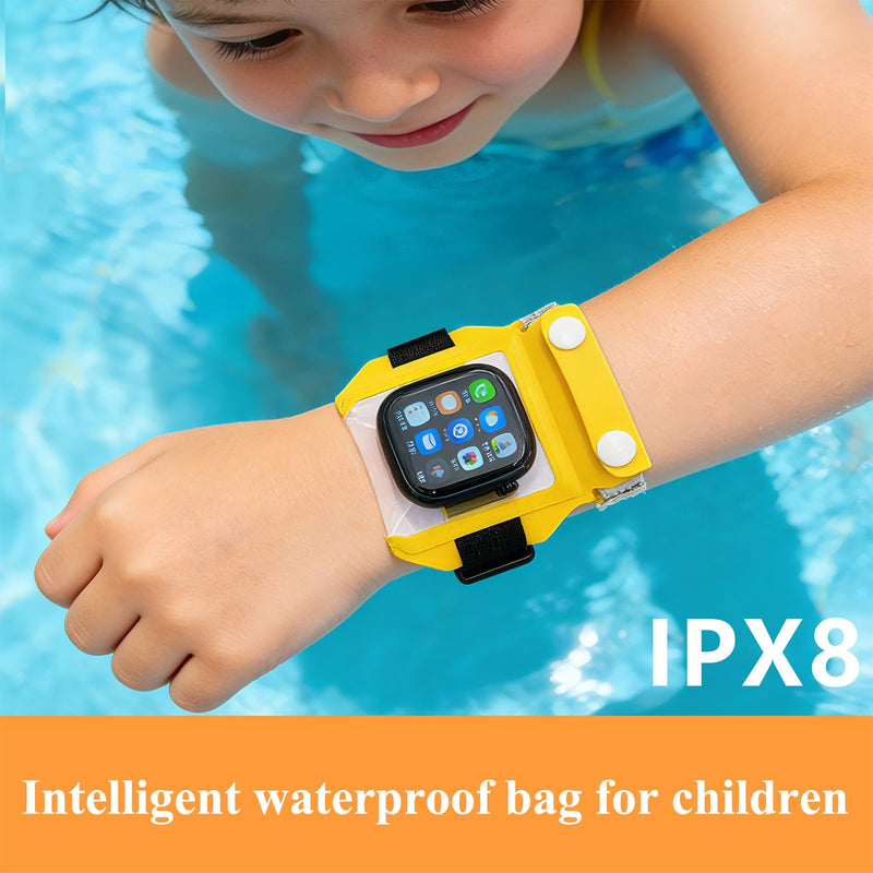 Universal Waterproof Bag for Smart Watch – Weatherproof & Adjustable Floating Touchscreen Smartwatch Case PVC Protector Sleeve for Swimming Drifting Water Festival & Outdoor Work Activities (Black) Black