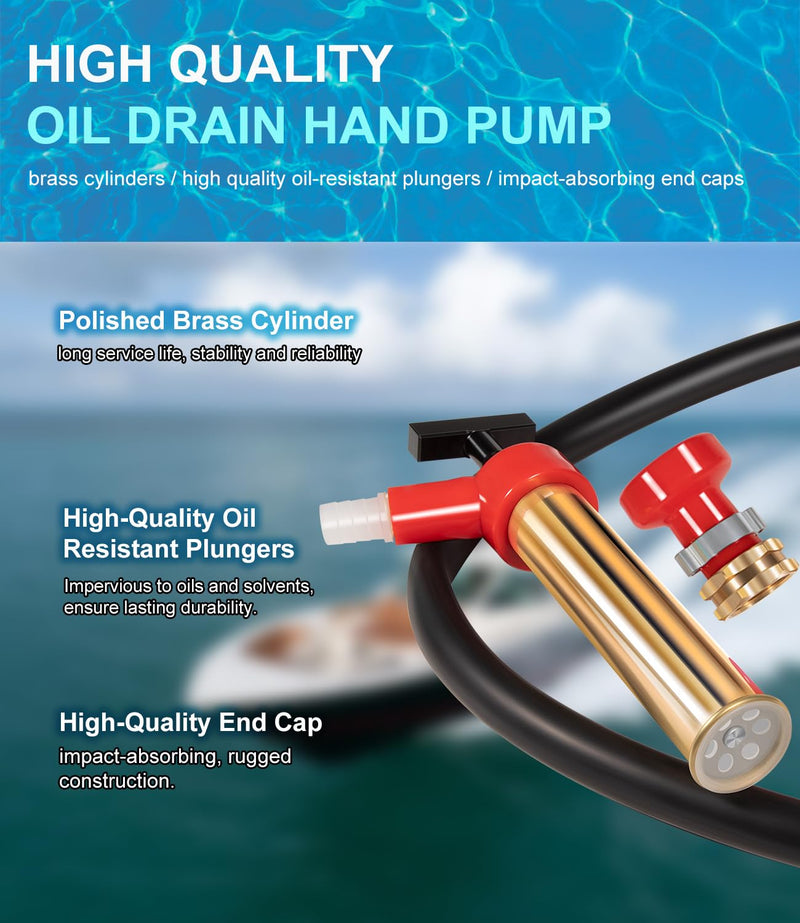 Yoursme 34060-0130 Marine Engine Oil Drain Hand Pump Boat Oil Change Pump Fits for OMC, Mercruiser, Brass,10.25" Long, 1.25" Diameter