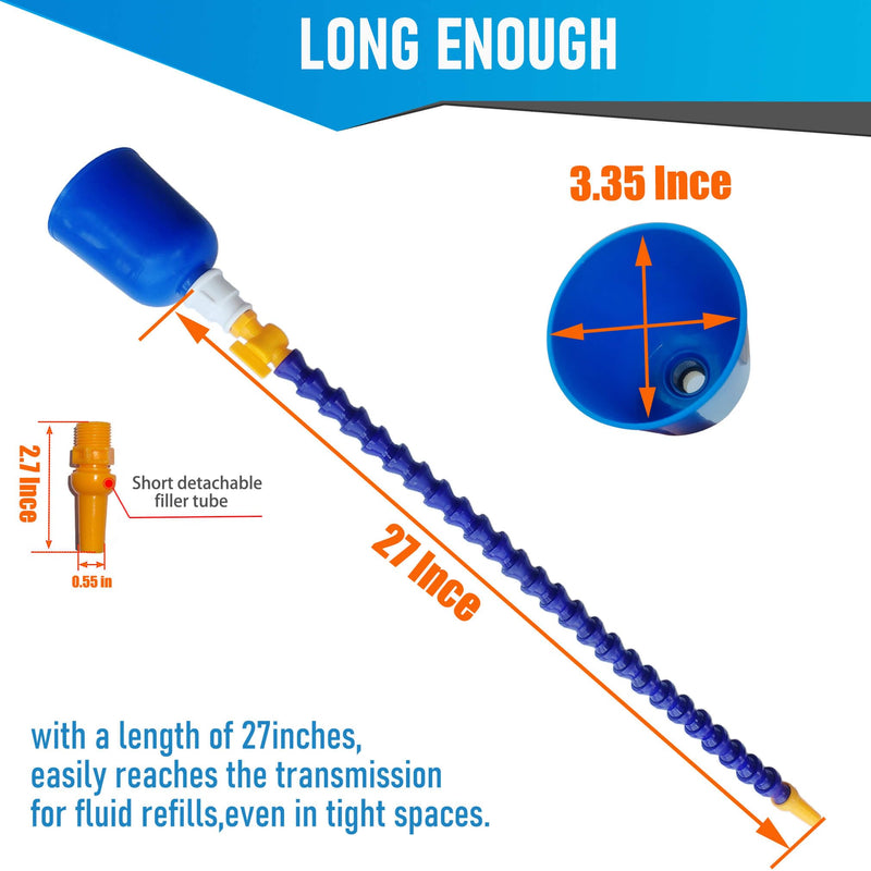 27" Bendable Transmission Funnel with Filter and Switch, Multi-Purpose Funnel is Suitable for All Automotive Oil,Transmission Oil and Other Liquids. Blue 25
