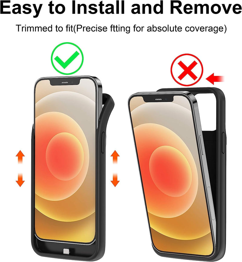 Battery Case for iPhone 12/12Pro, 10000mAh High Capacity Portable Protective Charging Case, Rechargeable Smart Extension Phone Charger - (6.1 inch) Black iPhone 12/12 Pro battery case