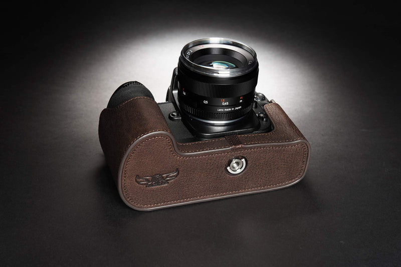 Nikon F100 Case, BolinUS Handmade Genuine Real Leather Half Camera Case Bag Cover for Nikon F100 Camera with Hand Strap (Coffee) Coffee