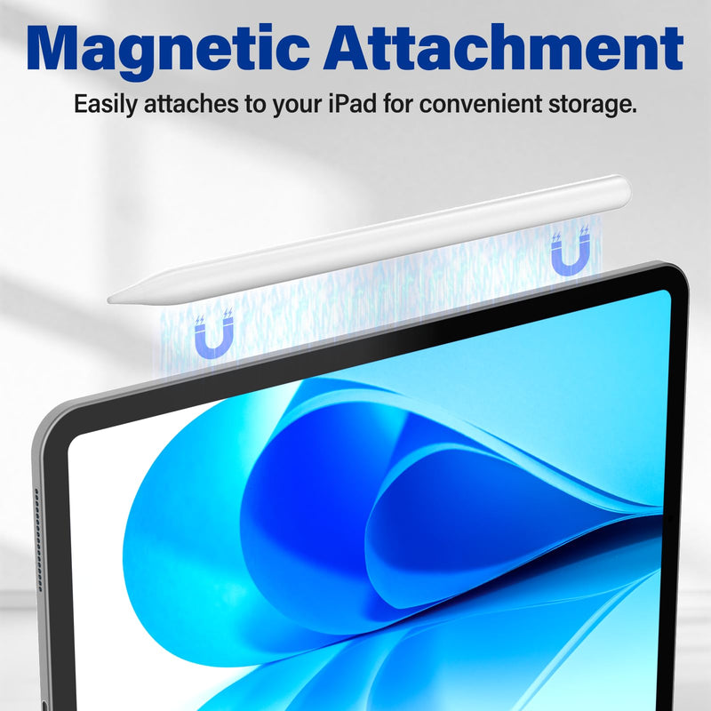 Pencil for Apple iPad 2018–2026 Fast Charge Palm Rejection, Magnetic Attachment, Tilt Sensitive Precision Stylus Pen for Apple iPad Pro 11"/12.9"/M4, Air 3/4/5/M2/M3/M4, mini 5/6/7 1 Pencil + 2 tips