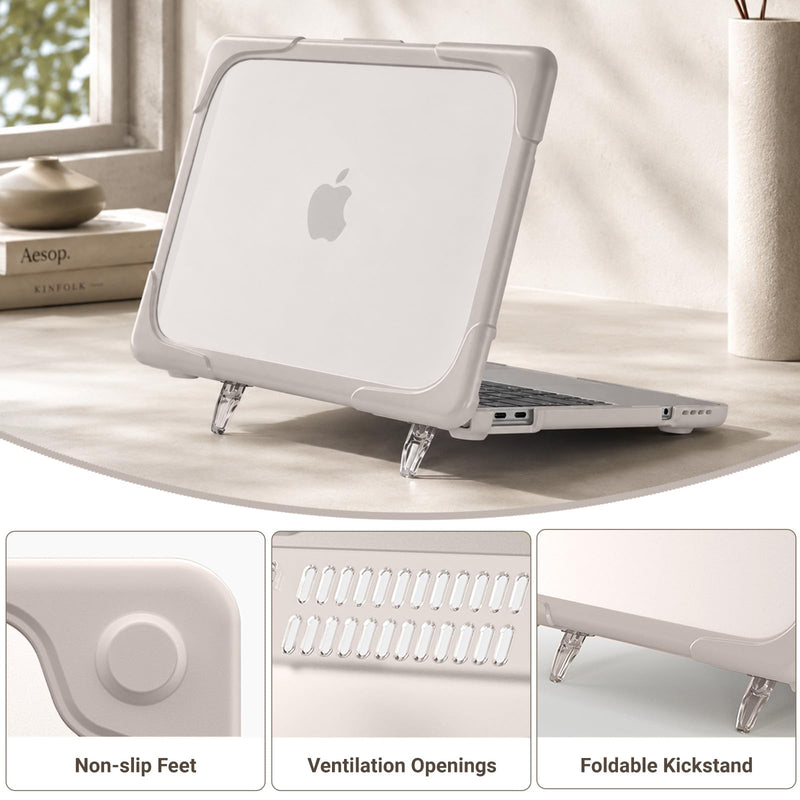 MOSISO Compatible with MacBook Neo Case 13 inch 2026 A3404 A18 Pro Chip | Heavy Duty Shockproof Protective Hard Shell with Fold Kickstand&Keyboard Cover&Screen Film&Type C, Khaki