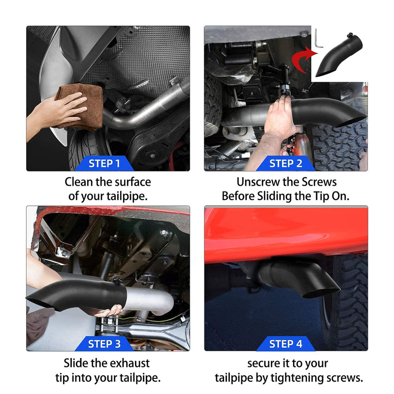 AUTOSAVER88 2.5 Inch Inlet Black Exhaust Tip, 2.5" Inlet 2.5" Outlet 9" Overall Length Stainless Steel Turn Down Exhaust Tips Powder Coated Finish Tailpipe 2.5" ID /2.5" OD/9" Long