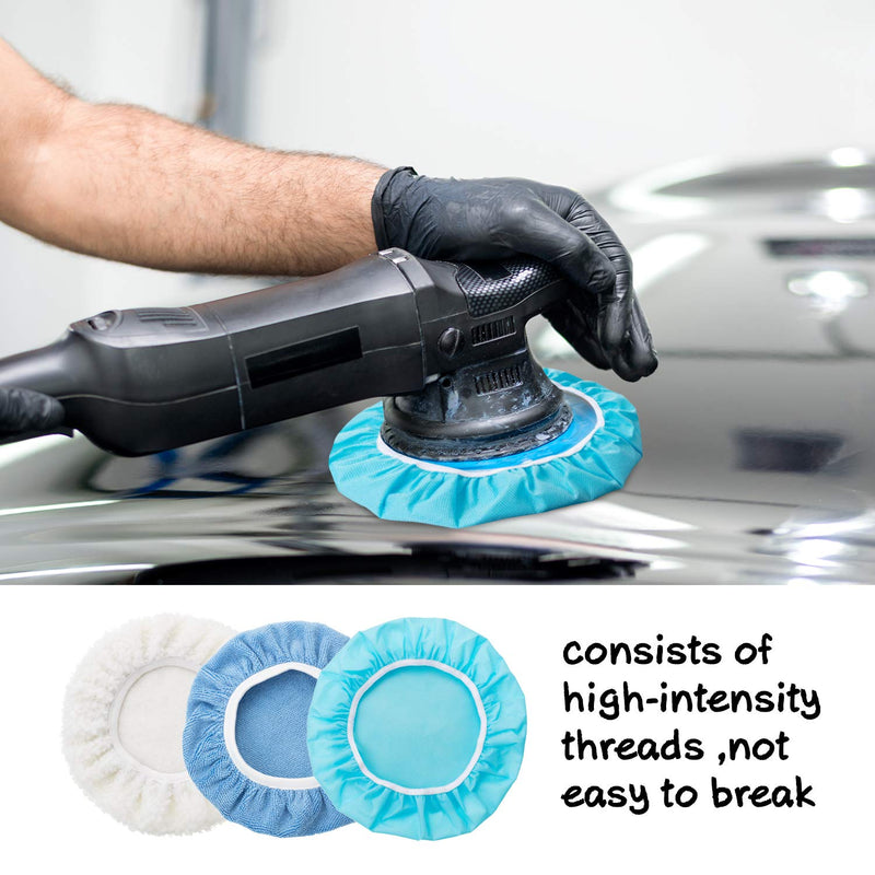 20 Pieces Car Orbital Buffer Polisher Pad Bonnet Microfiber Max Bonnet Polishing Buffing Pad Cover(5-6 Inches) 5-6 Inches Blue