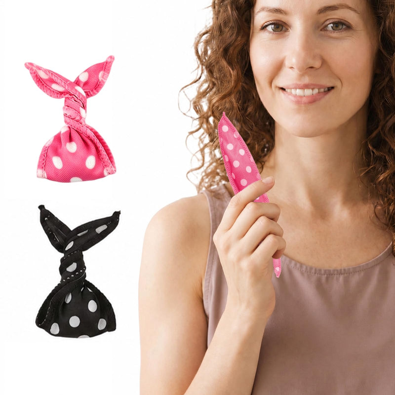 10pcs Heatless Curlers Short Hair No Heat Hair Curlers Overnight Soft Sponge Pillow Curlers Rollers for Hair Styling Retro Polka Dots Design (Black, Rose Red)