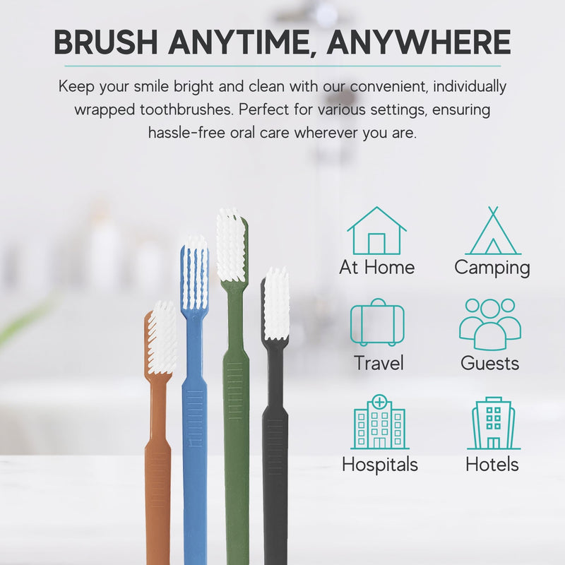 Avistar 80 Prepasted Disposable Toothbrushes Individually Wrapped - Single Use Pre Pasted Disposable Toothbrushes with Toothpaste Built in - Waterless Toothbrush for Travel, Guests, Hotel, & Camping 80 Count (Pack of 1)