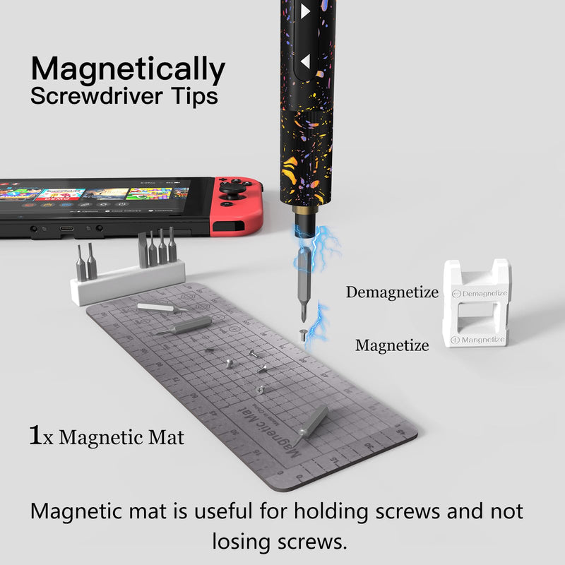 Mini Electric Screwdriver Set,66 in 1 Small Electric Screw Driver Kit with Magnetic Bits,Precision Electric Screwdrivers, Precision Cordless Repair Tool for Phone, Camera, Laptop, Watch 66 in 1 Star Black