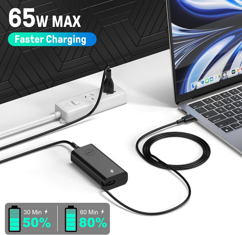 65W USB-C Laptop Charger Compatible with Dell Latitude 7000 Charger | For Dell Latitude 7330 7400 7410 7420 7430 7440 7450 7455 65W USB Type C Power Adapter