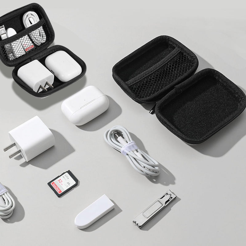 Mini Travel Organizer Hanging Cable Bag - Portable Charger, Cord Storage, Electronics Accessories Case -grey M Grey M