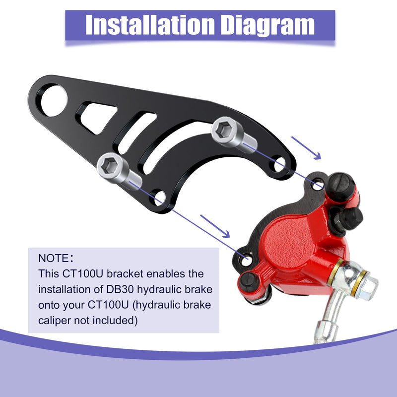 Mini Bike Hydraulic Brake Rear Caliper Bracket Kit Replacement for Coleman CT100U Trail 100 98cc 3.0HP Minibike Brake Powersports Gas Powered Assembly Parts Accessories Black