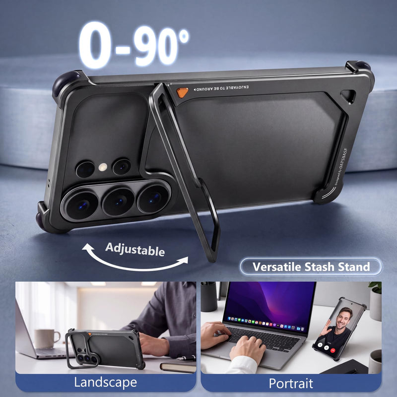 OATSBASF 9 Case for Samsung Galaxy S26 Ultra Bumper Case Metal Black | Aluminum Frame Slim Fit No Back Design, Compatible with MagSafe, Shockproof Protection, Minimalist Frameless Phone Case