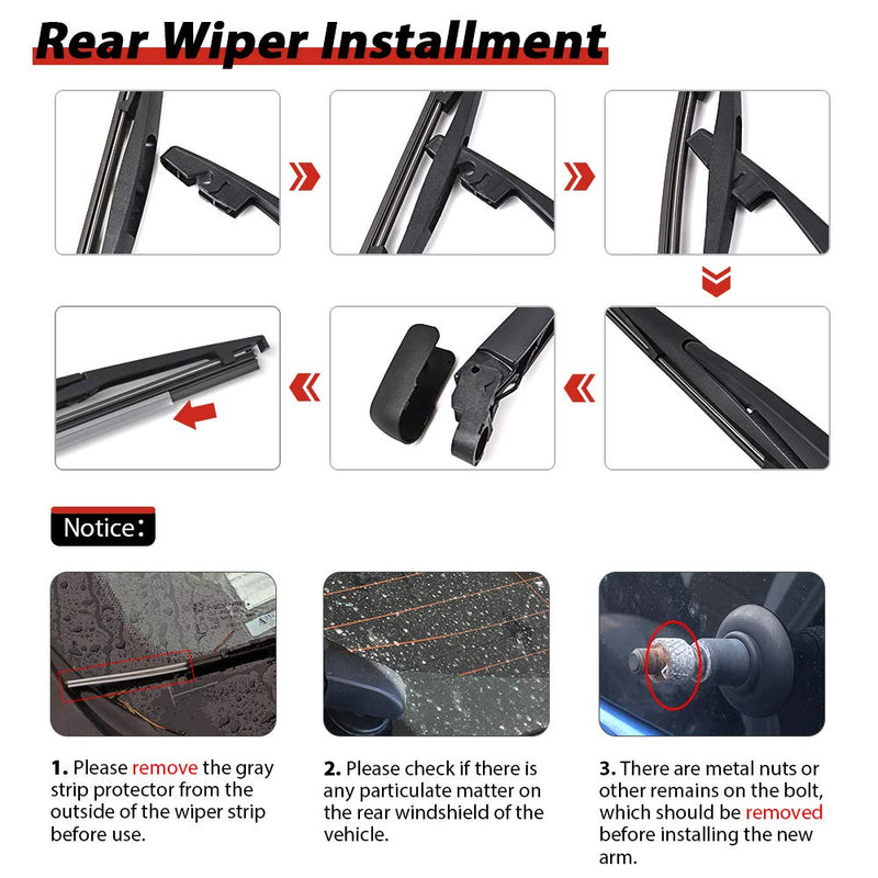  [AUSTRALIA] - Replacement for Acura RDX 2007-2020, TSX 2011-2014 OTUAYAUTO Rear Windshield Wiper Arm Blade Set - Replaces OEM#: 76720-STX-A01 Factory Style Back Wiper Rear Wiper Arm and Blade Replacement for Acura RDX 2007-2020