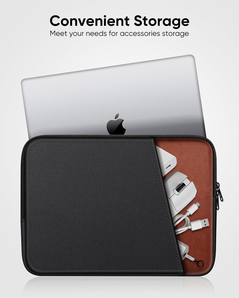FINPAC Laptop Sleeve for MacBook Neo 13 Inch, MacBook Air 13.6 inch, Black | Shockproof Laptop Bag, Water Repellent, Accessory Storage Pocket, Fits MacBook Air Pro 13.3" 14"