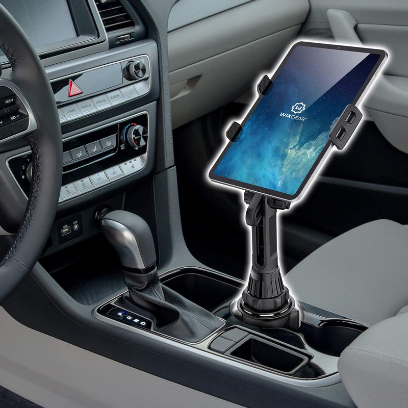 WixGear Tablet Holder for Car – Adjustable Cup Holder Mount for iPad, Tablets 7"–10.2", and All Phones, Height Adjustable and Universal Fit