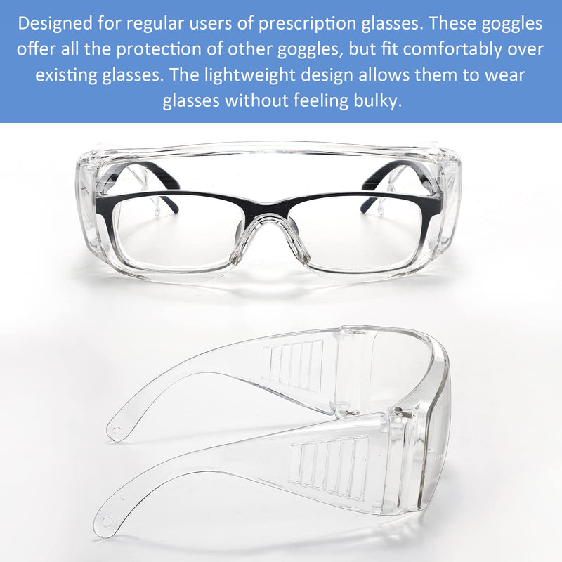 Queekay Safety Glasses over Eyeglasses Anti Dust Impact Scratch Safety Goggles for Men Women Nurses Workers Architect Lab 20