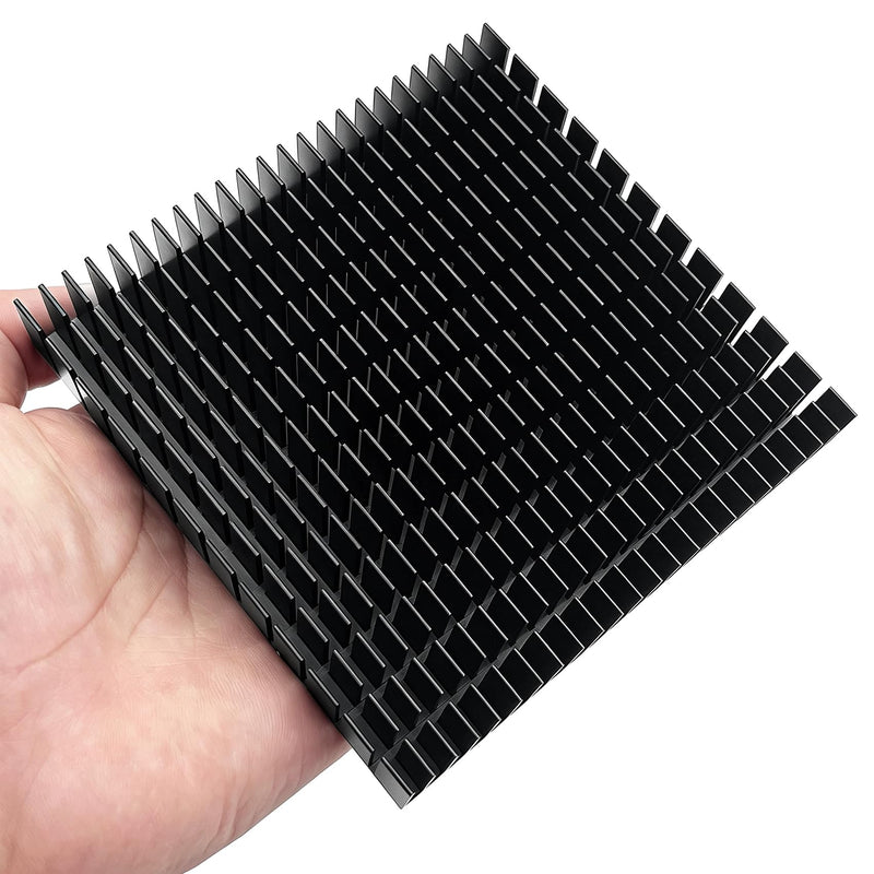 120mm Large Aluminum Heatsink 120x120x20mm / 4.72"x4.72"x0.79" Square Passive Heat Sink with Thermal Tape, Black Anodized Cooler for WiFi Router IC Power Supply Graphics Card Memory Electronic Devices