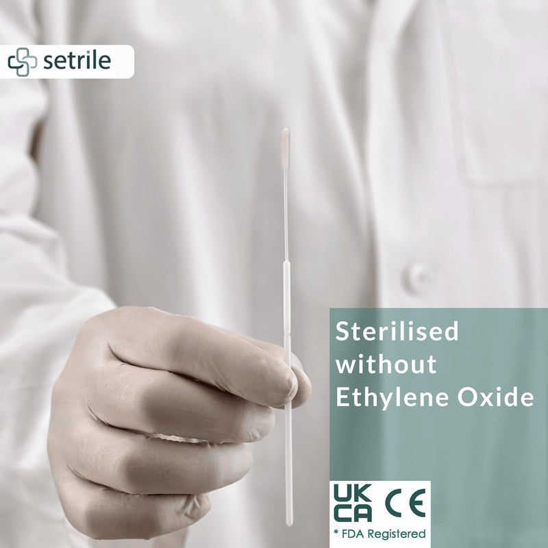 Sterile Nasopharyngeal Swabs - Pack of 500 Flocked Nasal Swabs for Sampling, 80 mm Break Point, Nylon Flocking Tip White