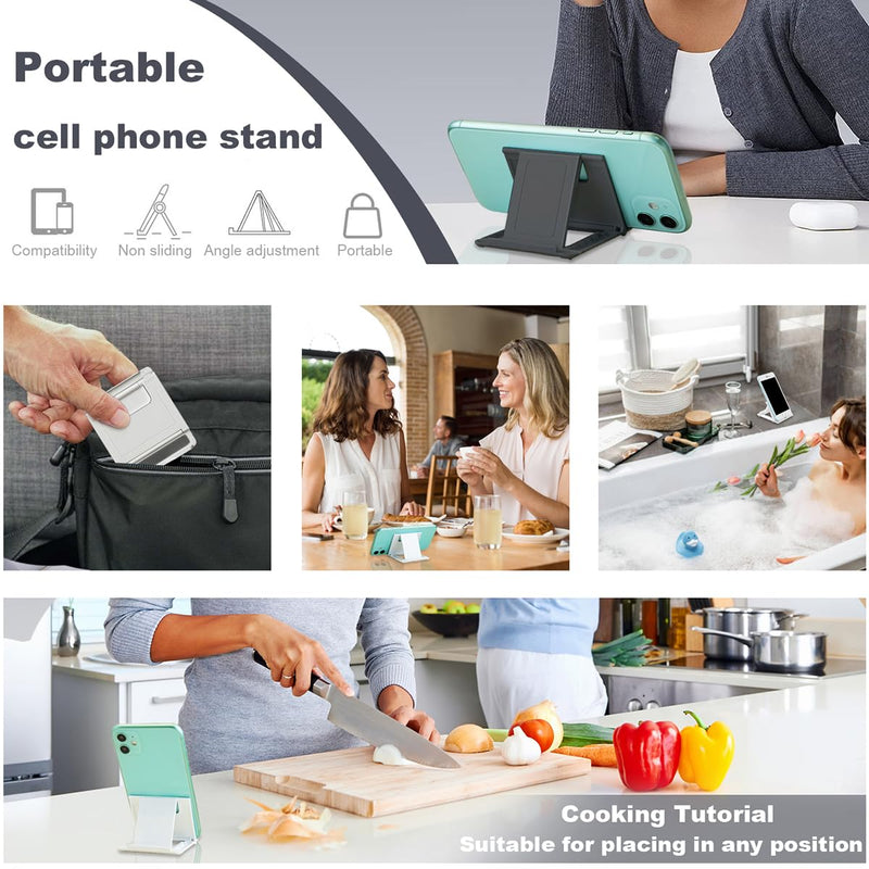 2 Pack Cell Phone Stand, Foldable Phone Holder for Desk Compatible with Phone 15 14 13 12 11 Pro Xs Xs Max Xr X 8, Nintendo Switch, All Phones, Black & White