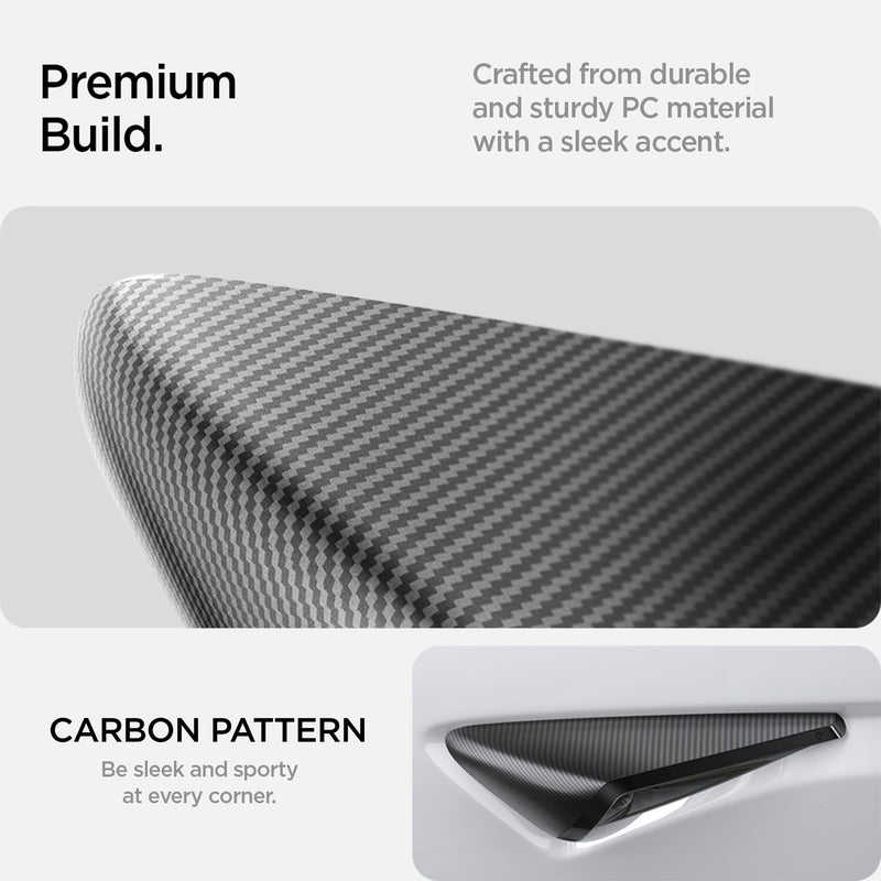 Spigen Side Camera Protection Cover for Tesla Model Y Juniper (2025/26) & Model 3 Highland (2024/25) - 2 Pack carbon