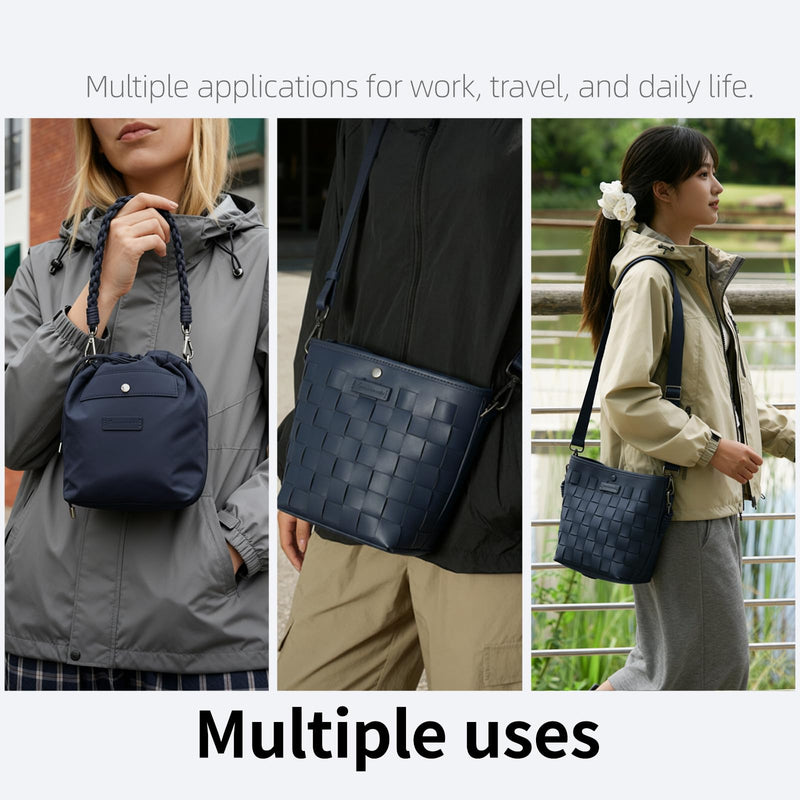 Camera Bag for Women, Leather Photography Shoulder Messenger Bag for DSLR SLR Mirrorless Camera, Women's handbag with Camera Sleeve Case Deep Blue