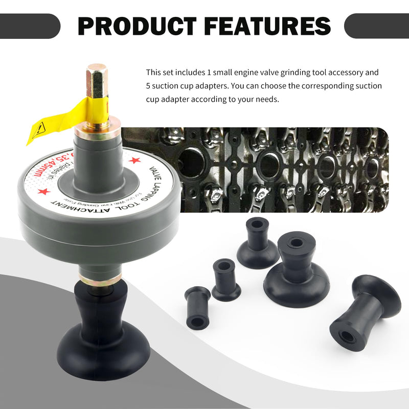 Valve Lapping Tool Kit with 5 Suction Cup Adapters,Durable Valve Lapping Kit with Maximum Working Ranges of 1000rpm to 1250rpm,Valve Grinding Tool for Valve Maintenance Repair Tool