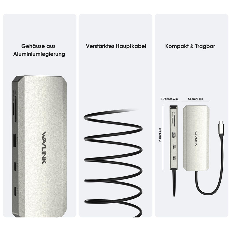 WAVLINK Laptop Docking Station, WAVLINK Docking Station Dual HDMI | Dual 4K@60Hz, 100W PD in,3×USB-A 5Gb, Gigabit Ethernet,SD/TF, Compatible with Dell/HP/Lenovo, Windows Only