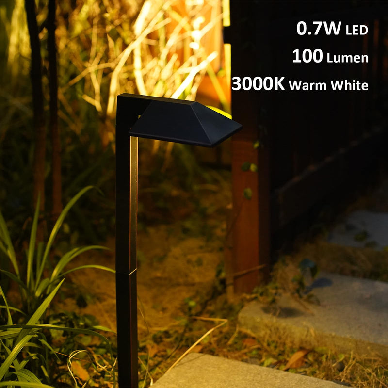 GOODSMANN Low Voltage Pathway Light Outdoor Metal Landscape Lighting 12V AC 0.7W LED Hardwired Path Light 100 Lumen Warm White Oil Rubbed Bronze Finish Walkway Light with Connector and Spike Stake Oil Rubbed Bronze 1PK