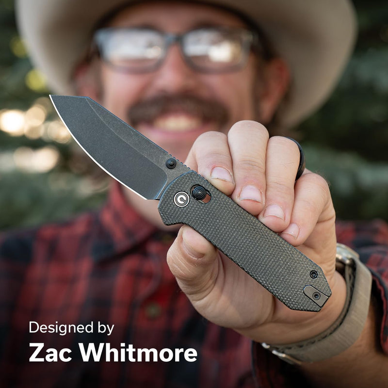 CIVIVI Yonder Folding Pocket Knife for EDC, Crossbar Lock Knife with 2.88" 14C28N Blade Micarta Handle, Lightweight Knife Gifts for Men Women Camping Hiking, Designed by Zac Whitmore C23073B-1 Dark Green
