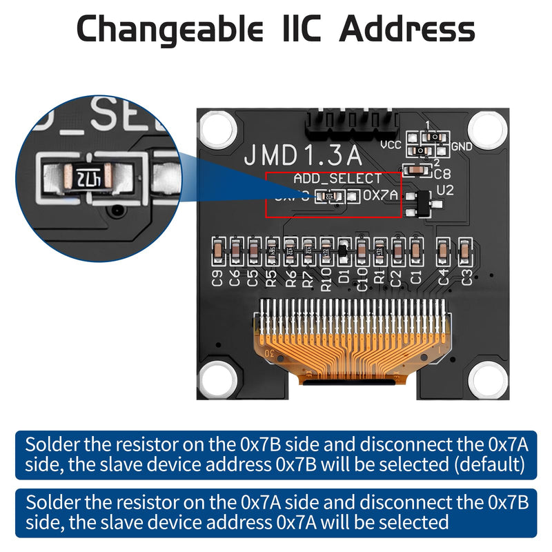 5pcs Pre-Soldered 1.3 Inch I2C OLED Display Module 128 x 64 Pixel SSD1306 Driver Self-Luminous Display Board with Protective Case for Arduino/Raspberry Pi/ESP32 5