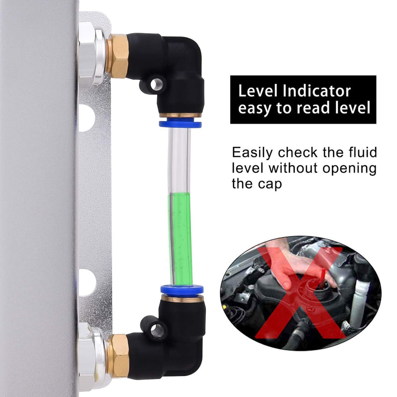 SPEEDWOW Coolant Overflow Tank, Aluminum Radiator Overflow Tank with Teflon Tape & O-ring Gasket, 1 L Universal Reservoir Expansion Tank (Silver) Silver