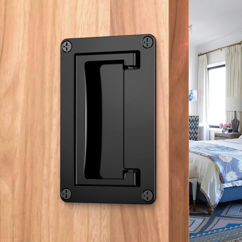 4.3 inch Black recessed Door Pull Handle, Pocket Door Handles,recessed Flush Pull Handle,Mezzanine and Basement Handles (3, Black) 3