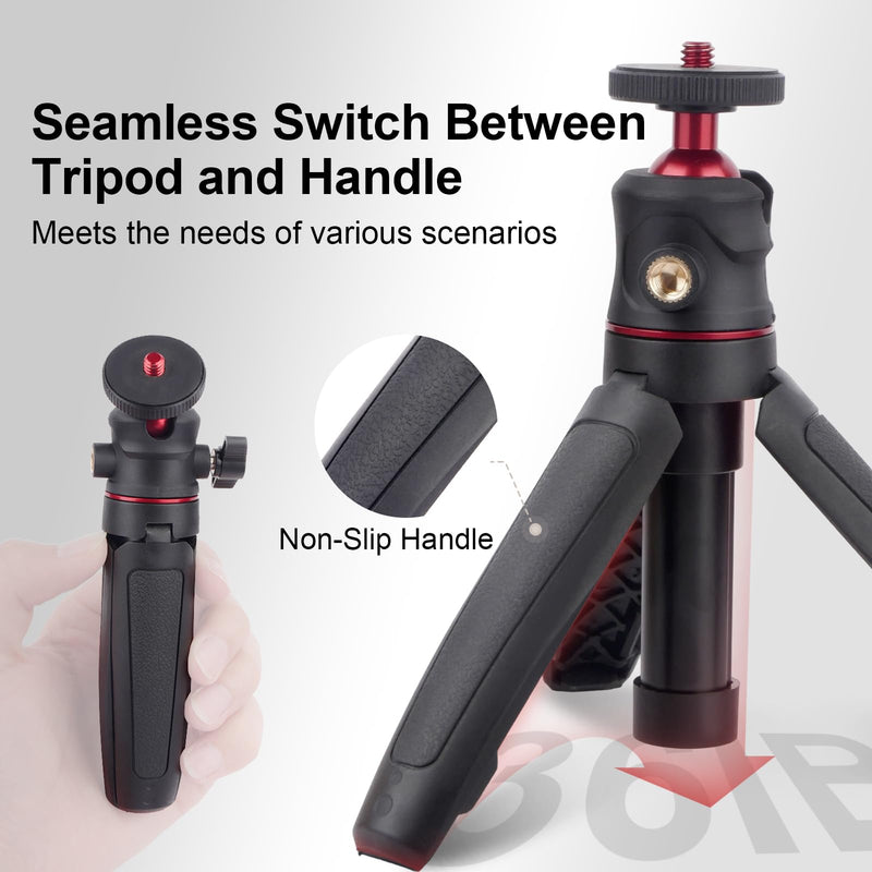 Extendable Mini Tripod Selfie Stick Kits, Vlogging Tripod Camera Handheld with 360° Ball Head/Cold Shoe/3-Section Adjustment, Desktop Camera Stand for Phone/DSLR Action Cams (SY028)