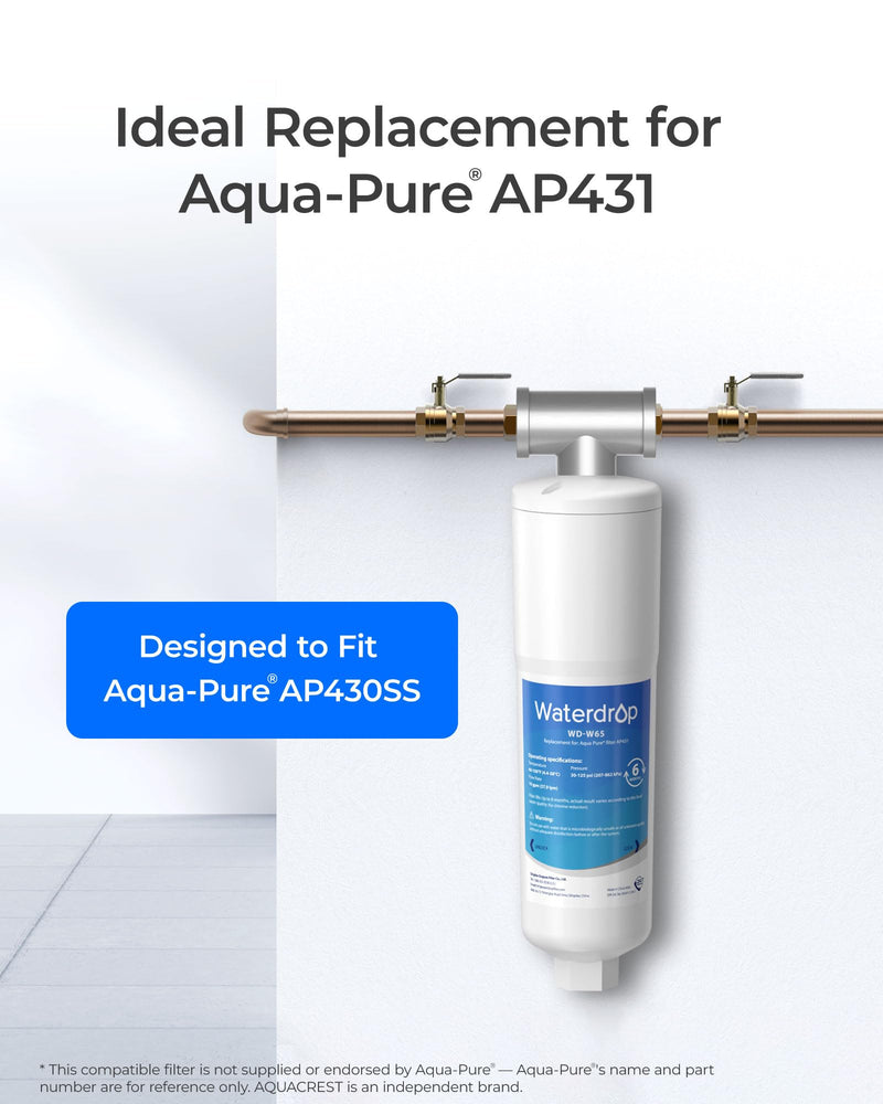 Waterdrop AP431 Replacement Cartridge for Aqua-Pure AP431, Pack of 1 | Hot Water Scale Inhibitor for AP430SS, Prevent Scale Accumulation and Protect Water Heaters