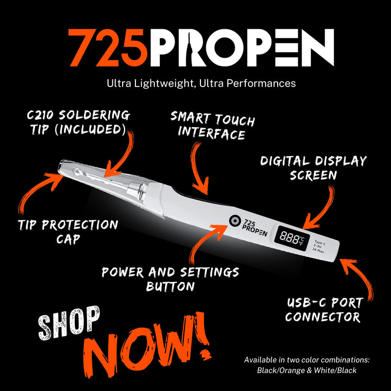 USB-C Wired Soldering Iron with LCD Display, Adjustable Temp, Portable for Electronics Repair Black With Orange