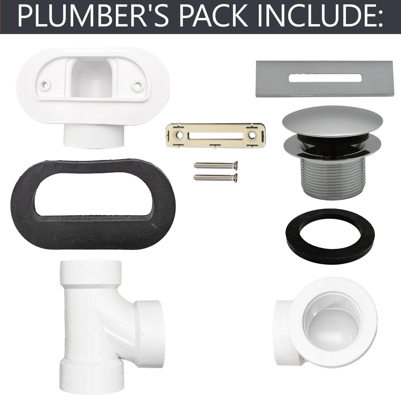 Westbrass D560RK-05 SCH. 40 PVC 1-1/2" Coarse Thread Plumber's Pack Tip-Toe Bathtub Drain Plug with Linear Overflow Faceplate, Tee & Elbows, Polished Nickel 1-Pack