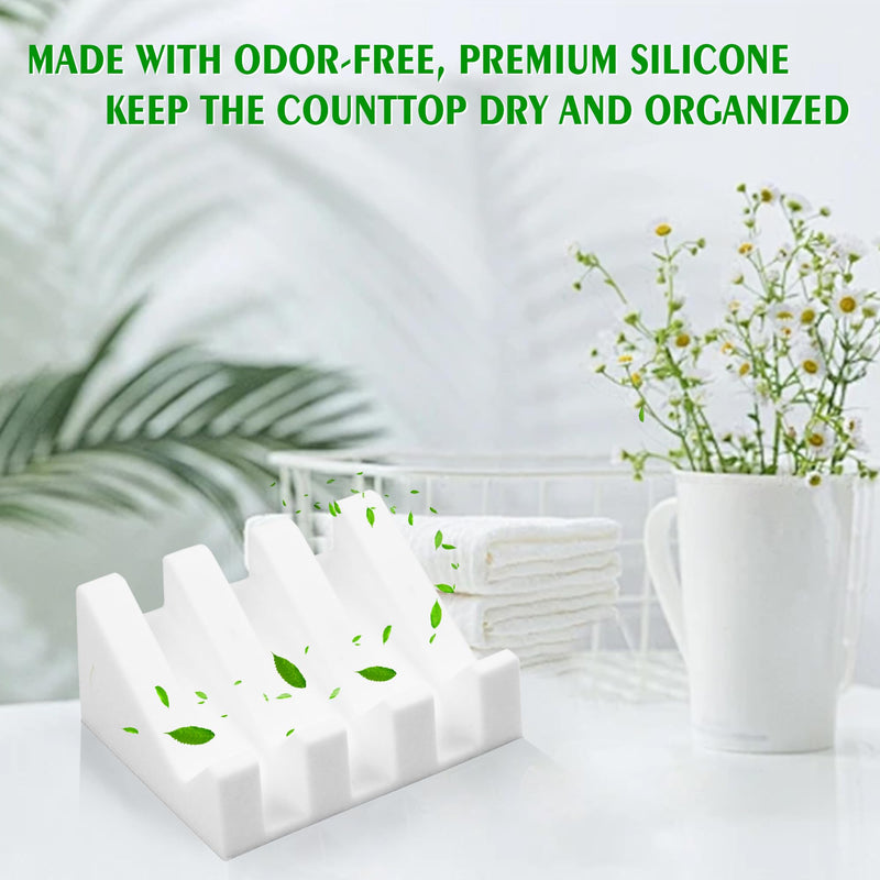Soap Dish Holder for Shower with Suction Cup, Silicone Soap Holder & Saver Self-Draining Bar Soap Dish Keeps Soap Dry for Bathroom, Kitchen, Bathtub, Extends Soap Life (White-2Pack) White - 2 Pack