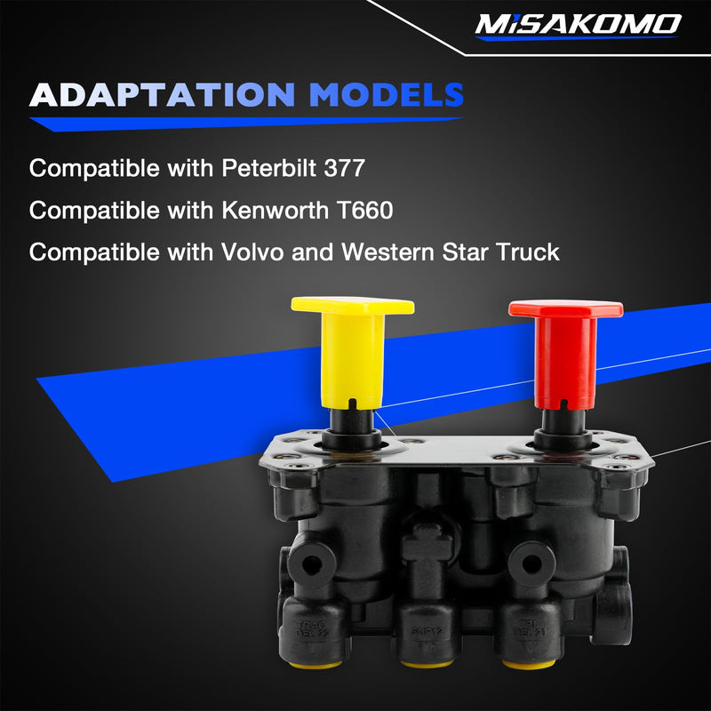 800516 MV-3 Dash Air Brake Control Valve - MV3 Trailer Parking Brake Valve - Compatible with Volvo 3948331, Bendix 065157 065697, Velvac 4790208 5001230, and Western Star Peterbilt Kenworth 800516