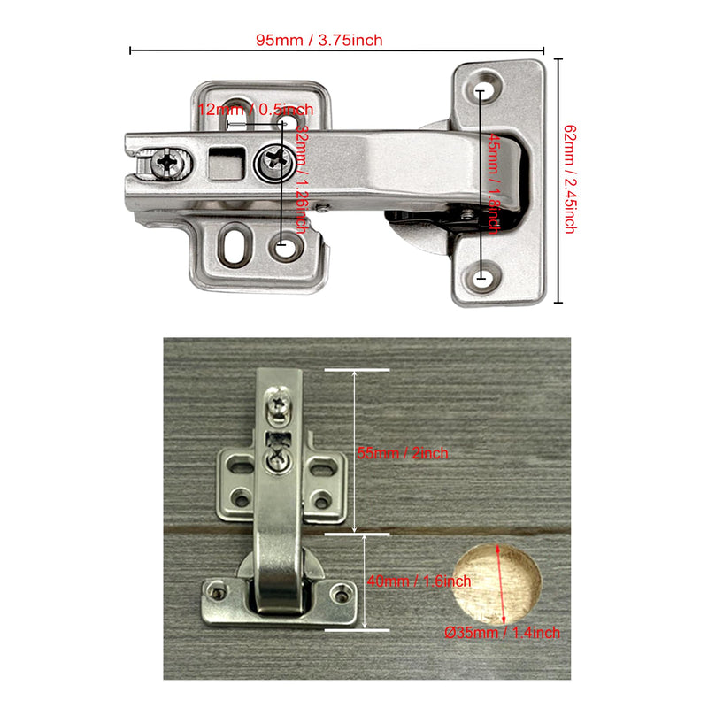 4 Pcs Lazy Susan Hardware 90 Degree Kitchen Hinges Concealed Hydraulic Cabinet Door Hinge DTC 90 Degree Hinges Full Coverage Adjustable Installation Door Hinge