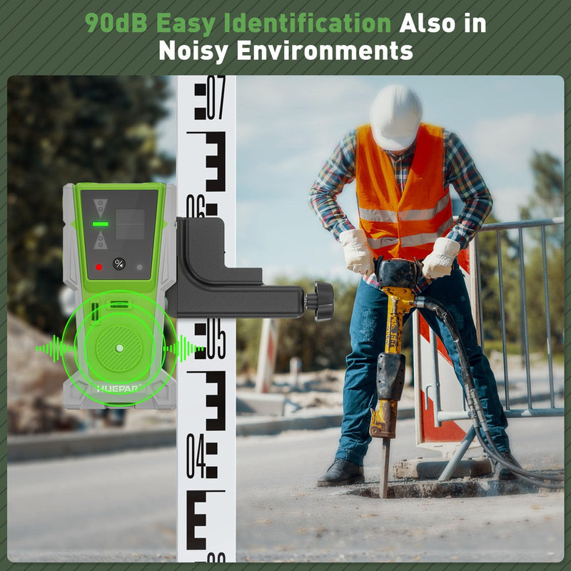 Huepar LR-8RG Laser Receiver, Compatible with All Huepar and Pro Laser Levels with Pulse Mode, ±1/17 In, Up to 200Ft, Green & Red Beams Laser Detector, Two-Sided LED Prompt, Magnet, Clamp Included