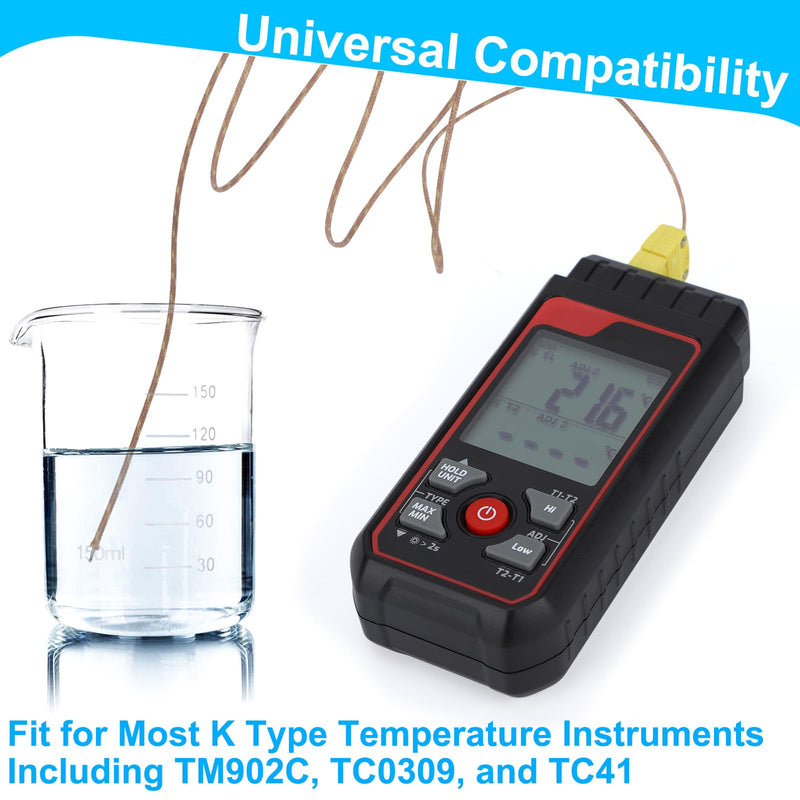 DROK High Accuracy K Type Thermocouple Probe - 5 Pack Type K Temperature Probes & Sensors for Thermocouple Thermometer, 2 Meters Long Measure Range -40°C~480°C (-40°F~896°F) 2m