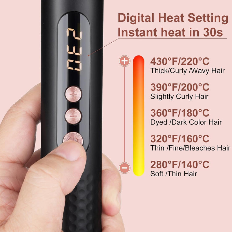 UNOBEY 6 in 1 Curling Iron Wand Set with Curling Iron Brush Interchangeable | Ceramic Barrels Hair Straightener Curling Wand(0.5"-1.25"), Instant Heat Up, Dual Voltage Hair Curler Tools, Include Glove