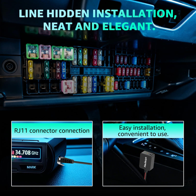 Radar Detector Smart Hardwire Kit for Uniden RDA-HDWKT with Mute Button | for Uniden Smart Cord Modle R8w R8 R7 R4w R4 R3 R1 etc. LED Alerts & Adhesive Velcro Strips