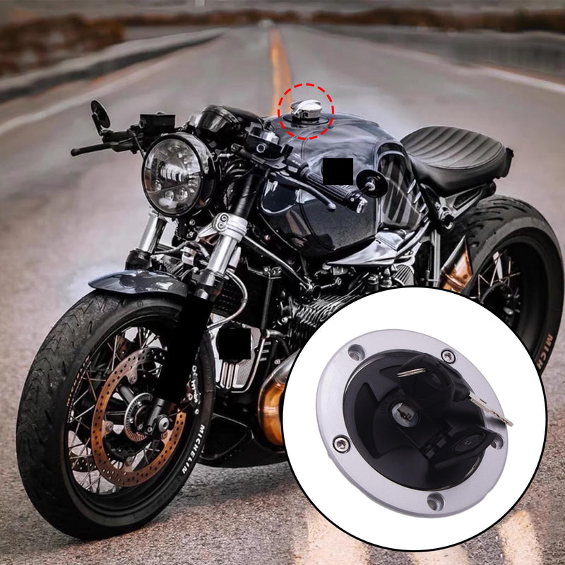RUIAN CNC Aluminum Motorcycle Fuel Gas Cap Tank Cover Lock for Kawasaki ER-6F Ninja 650, Pack of 6 Black