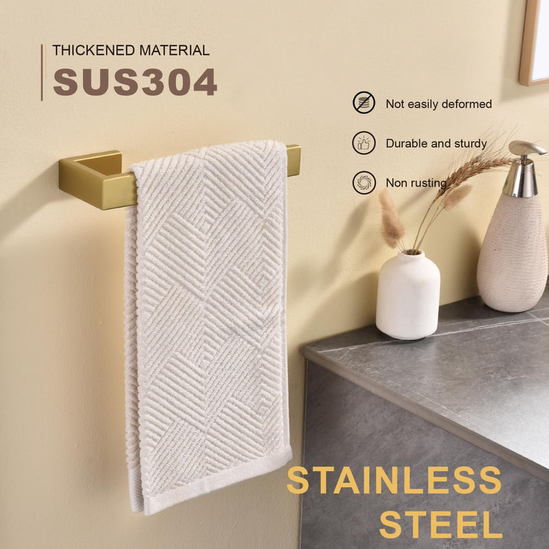 TASTOS Brushed Gold Hand Towel Holder Bath Towel Bar Bathroom Towel Ring, Wall Mount, Modern Style 1