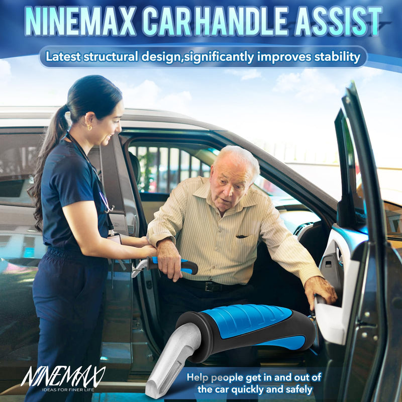 NINEMAX Car Door Handle for Elderly Car Handle Assist Support, Auto Grab Handles, Portable Car Door Cane for Seniors, Handicap (Black, Blue 1 pc) Black/Blue-1pc